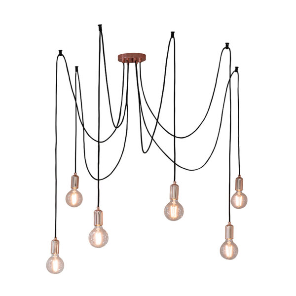 designer industrial 6 light adjustable position pendant black and copper - Stillorgan Decor