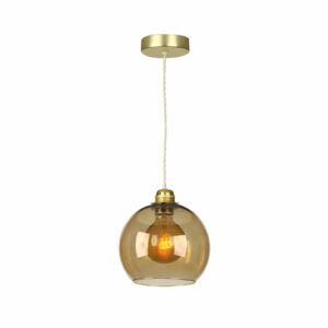 bespoke single pendant in butter brass comes with amber glass - Stillorgan Decor