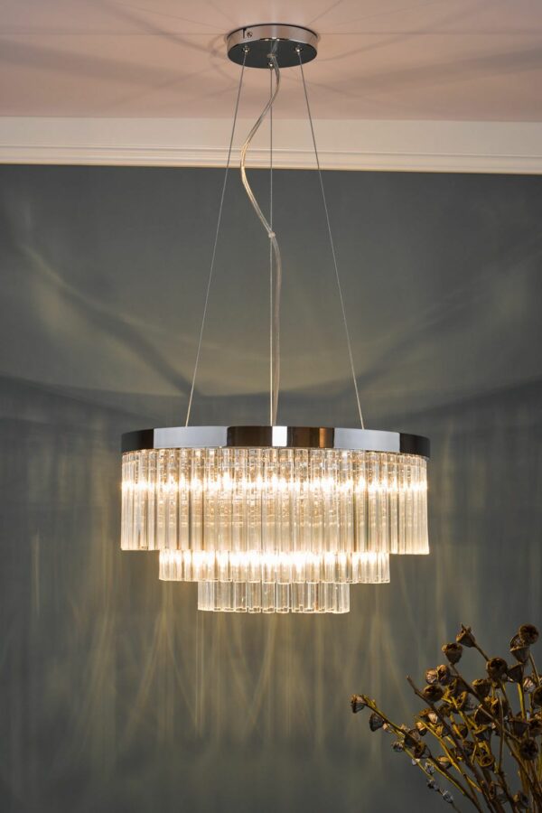 modern tiered pendant ceiling light clear crystal - Stillorgan Decor