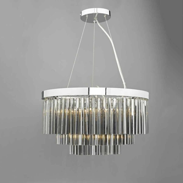 modern tiered pendant ceiling light smoked crystal - Stillorgan Decor