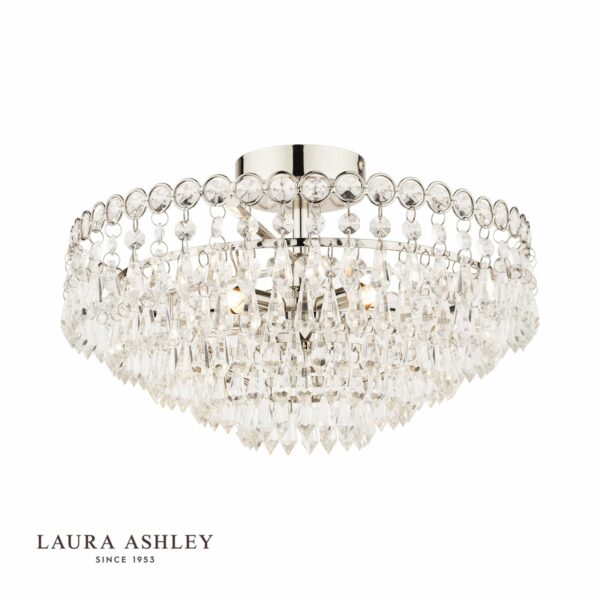 laura ashley enid 5lt semi flush polished nickel ceiling light - Stillorgan Decor