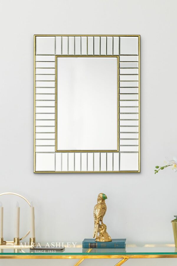 laura ashley clemence small rectangle mirror gold leaf 60 x 45cm - Stillorgan Decor