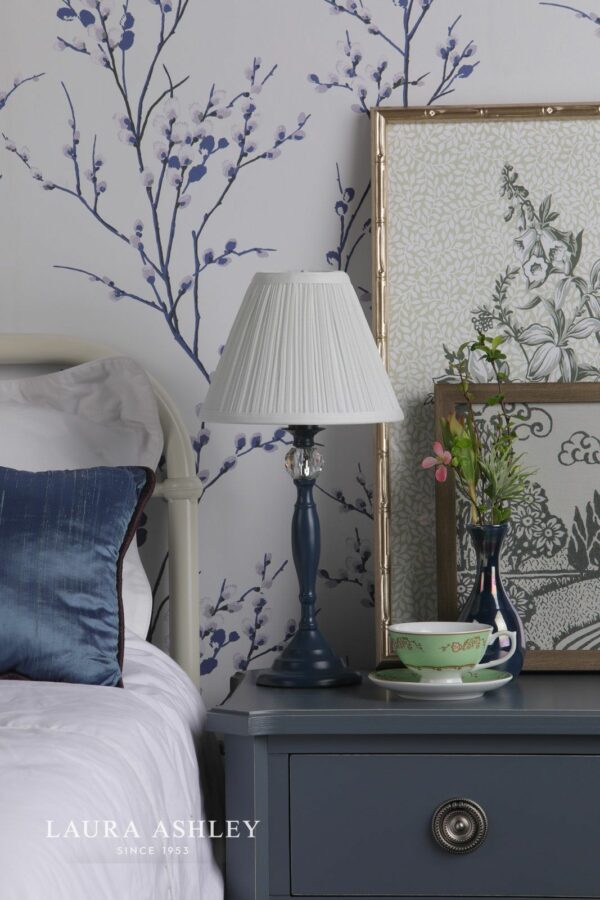 laura ashley ellis table lamp matt blue & crystal - Stillorgan Decor