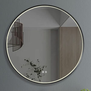 round led black bathroom mirror dimmable with demister - Stillorgan Decor