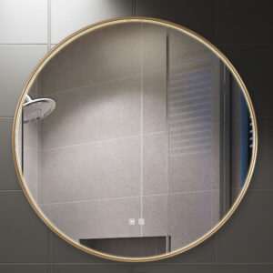 round led gold bathroom mirror dimmable with demister - Stillorgan Decor