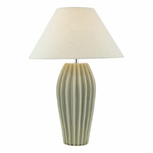 elegant ribbed grey crackle glaze table lamp - Stillorgan Decor