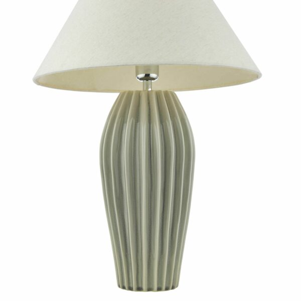 elegant ribbed grey crackle glaze table lamp - Stillorgan Decor