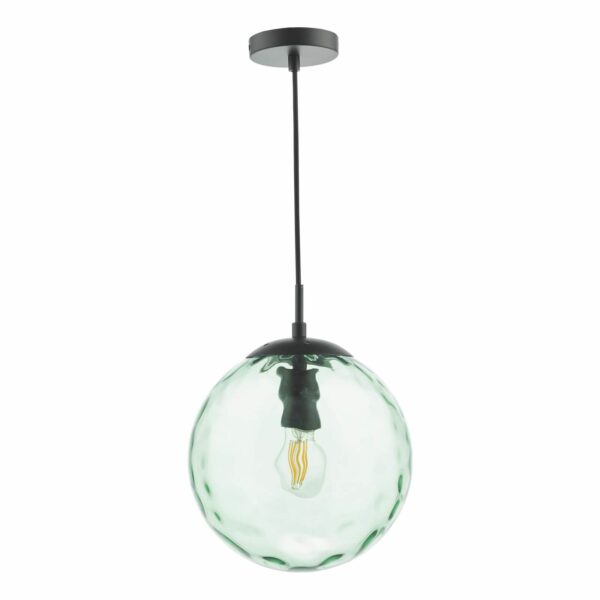 subtle ripple pendant matt black and green glass - Stillorgan Decor