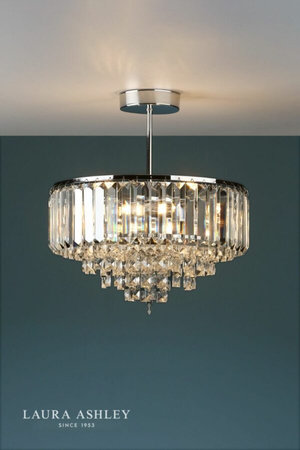 laura ashley vienna 3 light ceiling light polished chrome - Stillorgan Decor