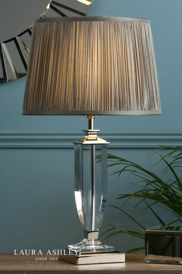 laura ashley carson medium table lamp polished nickel base only - Stillorgan Decor