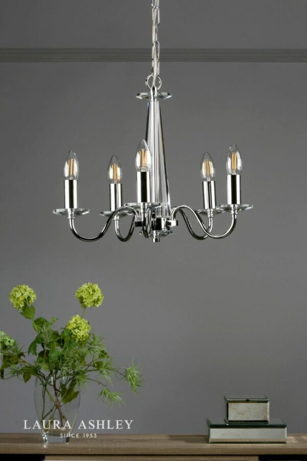 laura ashley blake 5lt chandelier glass polished chrome - Stillorgan Decor