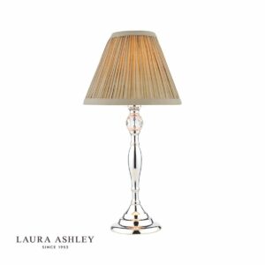 laura ashley ellis table lamp polished chrome with grey shade - Stillorgan Decor