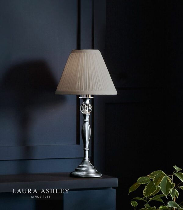 laura ashley ellis table lamp polished chrome with grey shade - Stillorgan Decor
