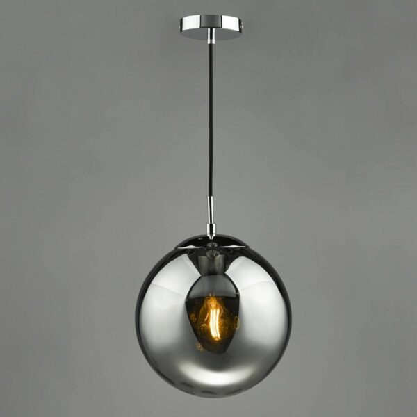 subtle ripple pendant polished chrome & smoked glass - Stillorgan Decor