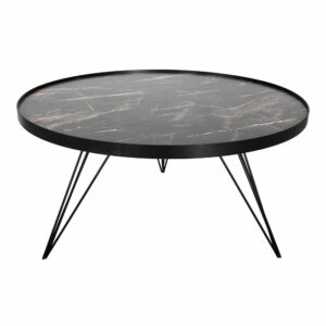 rauma round coffee table dark grey stone effect - Stillorgan Decor