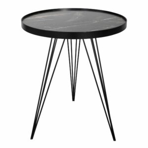 rauma round side table dark grey stone effect - Stillorgan Decor