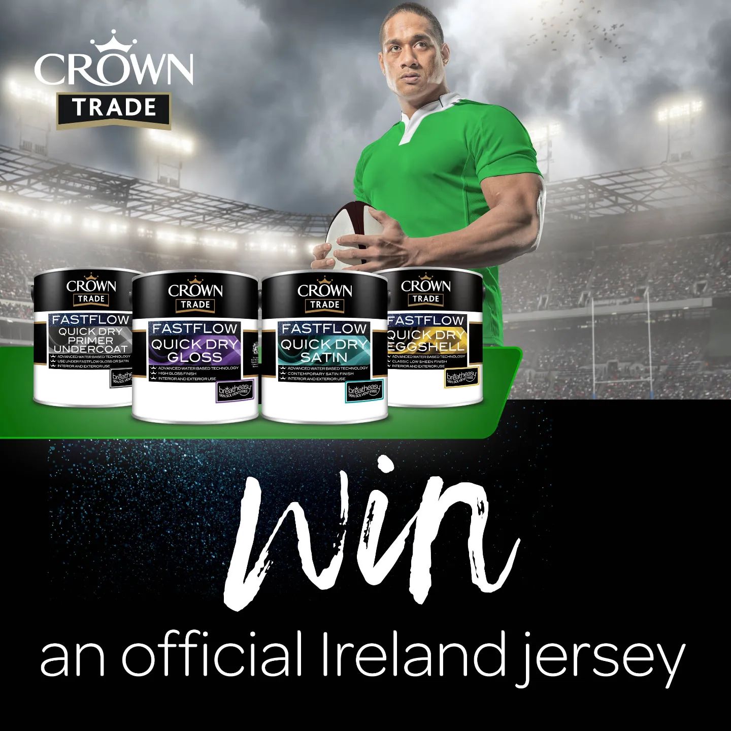 Get behind the boys in green through the Six Nations Championship. 

For your chance to win* an official Ireland rugby jersey, courtesy of @crownpaintsireland, call in-store or visit https://competition.crownpaints.ie/ to enter online.

This competition is in no way sponsored or endorsed by Instagram.

*Terms and conditions apply

See full terms and conditions at link below. 👇
 
https://online.flippingbook.com/view/908288742/