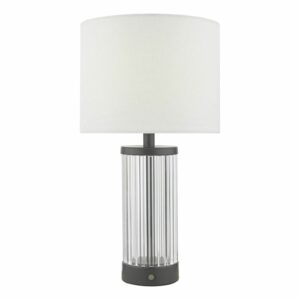 classic rechargeable led table lamp satin black and glass with shade - Stillorgan Decor