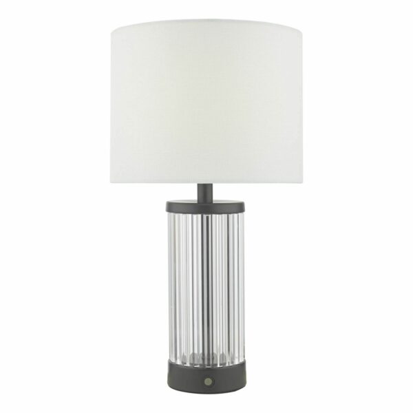 classic rechargeable led table lamp satin black and glass with shade - Stillorgan Decor