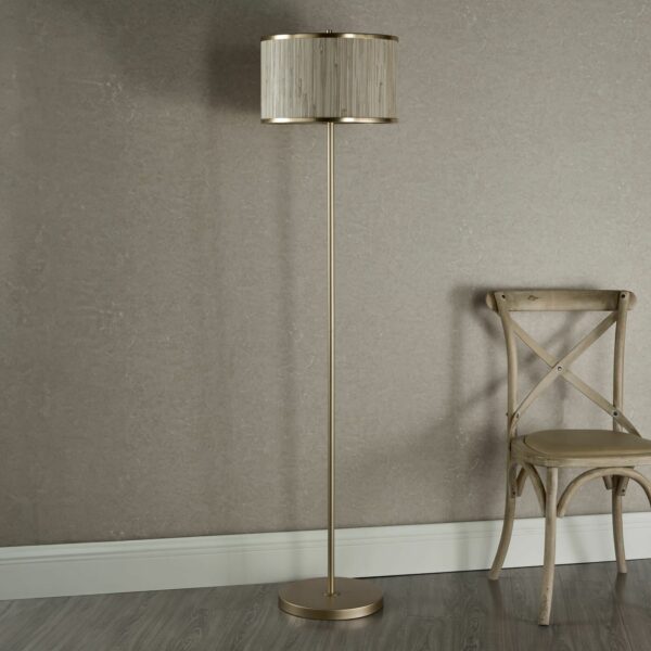 shaded seagrass 3 light floor lamp with gold leaf finish - Stillorgan Decor