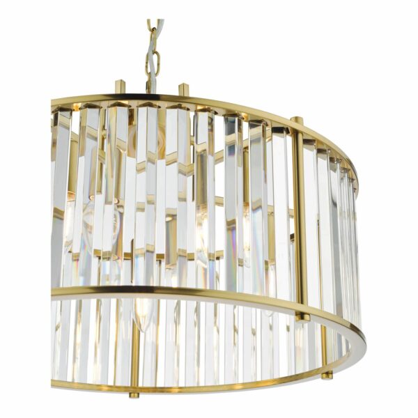 stunning faceted glass 5 light pendant natural brass - Stillorgan Decor
