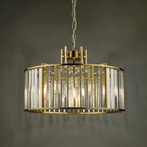 stunning faceted glass 5 light pendant natural brass - Stillorgan Decor