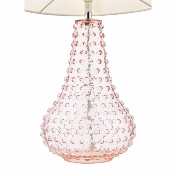 hobnail style glass base table lamp pink - Stillorgan Decor