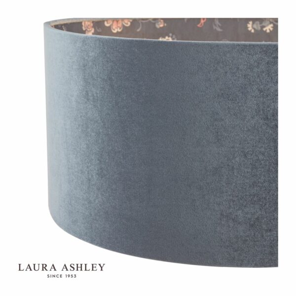 laura ashley portia drum shade blue velvet 45cm/18 Inch - Stillorgan Decor