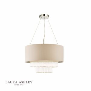 laura ashley genevieve 5lt pendant grey shade glass - Stillorgan Decor