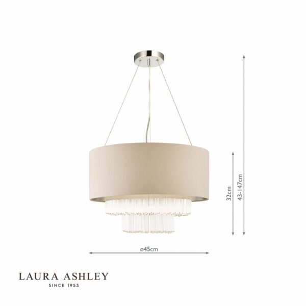 laura ashley genevieve 5lt pendant grey shade glass - Stillorgan Decor