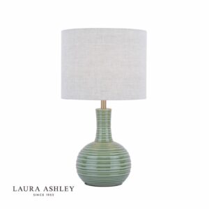 laura ashley padley table lamp green ceramic & antique brass with shade - Stillorgan Decor