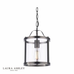laura ashley harrington single pendant matt black and glass - Stillorgan Decor