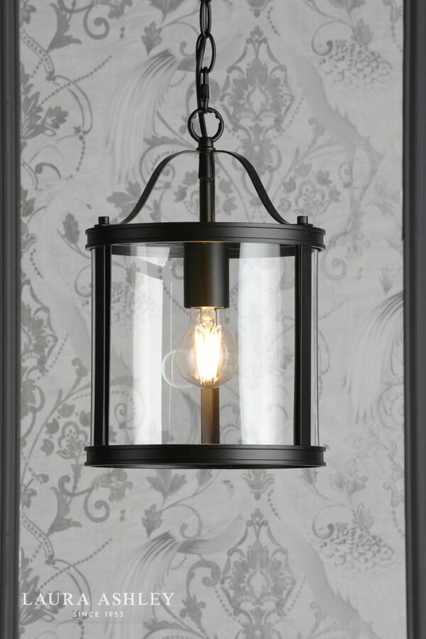 laura ashley harrington single pendant matt black and glass - Stillorgan Decor