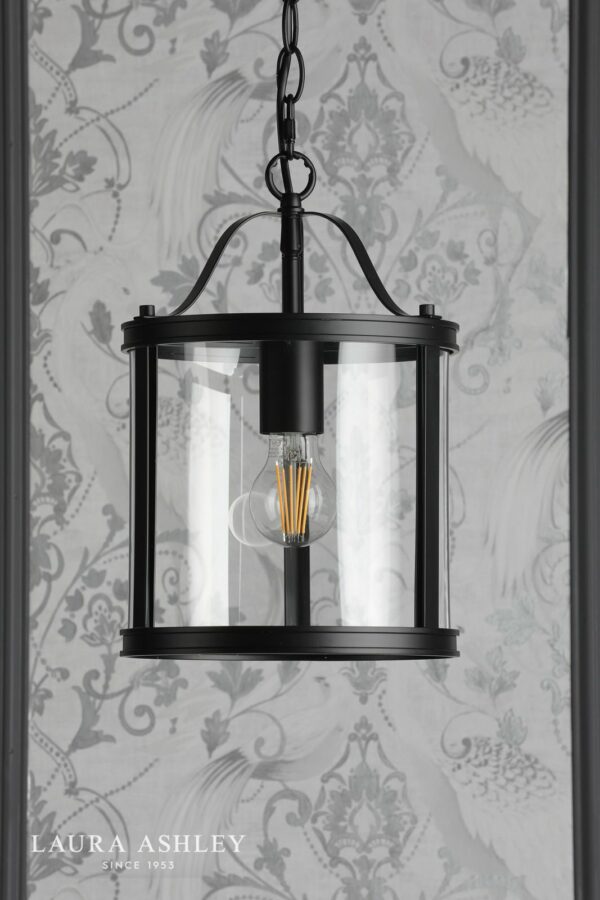 laura ashley harrington single pendant matt black and glass - Stillorgan Decor