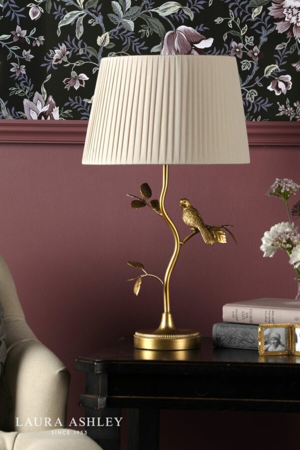 laura ashley egelton table lamp aged brass and taupe with shade - Stillorgan Decor