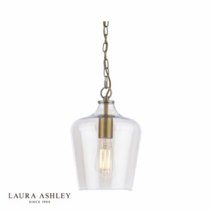 laura ashley ockley single pendant antique brass and champagne glass - Stillorgan Decor