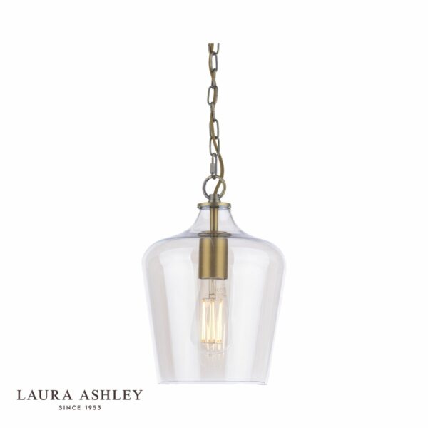 laura ashley ockley single pendant antique brass and champagne glass - Stillorgan Decor