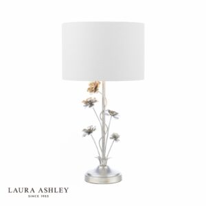 laura ashley lyndale table lamp distressed silver leaf and cream with shade - Stillorgan Decor