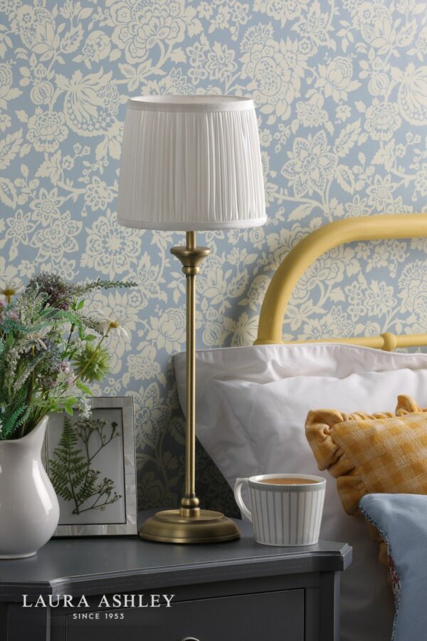 laura ashley hemsley table lamp antique brass and ivory with shade - Stillorgan Decor