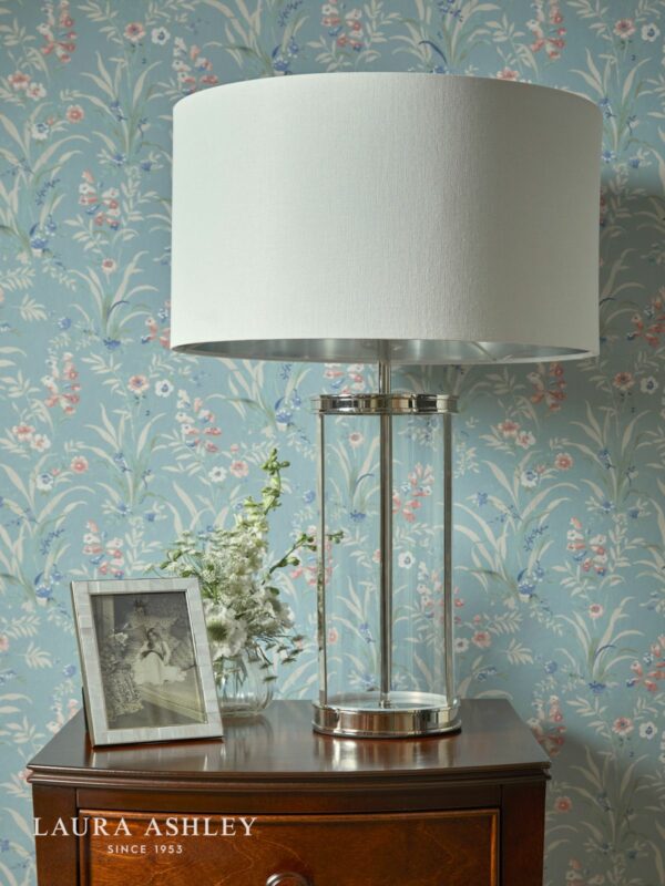 laura ashley harrington large table lamp polished nickel and glass with shade - Stillorgan Decor