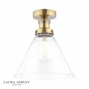 laura ashley isaac semi flush antique brass and glass - Stillorgan Decor