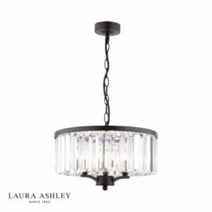 laura ashley elkwood 3 light pendant crystal and black - Stillorgan Decor