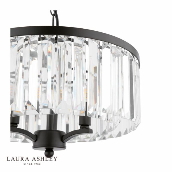 laura ashley elkwood 3 light pendant crystal and black - Stillorgan Decor
