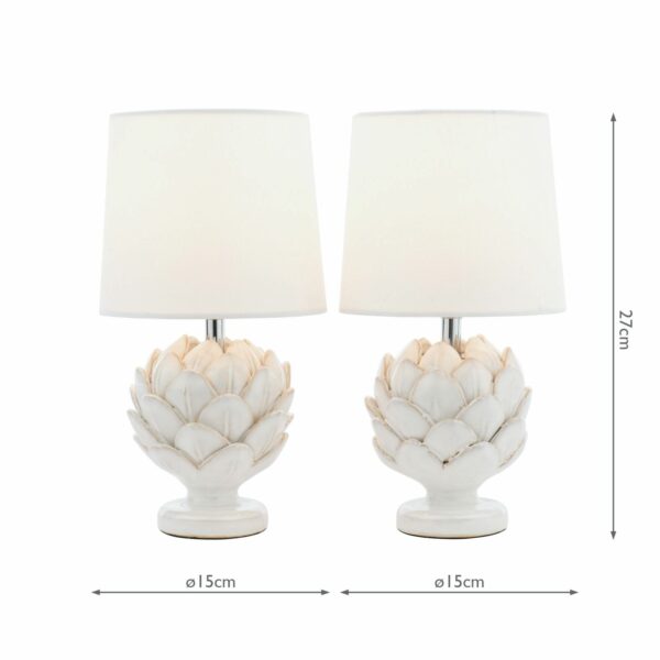 laura ashley artichoke twin pack table lamp white with shade - Stillorgan Decor