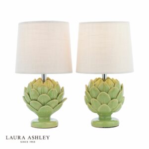 laura ashley artichoke twin pack table lamp green with shade - Stillorgan Decor