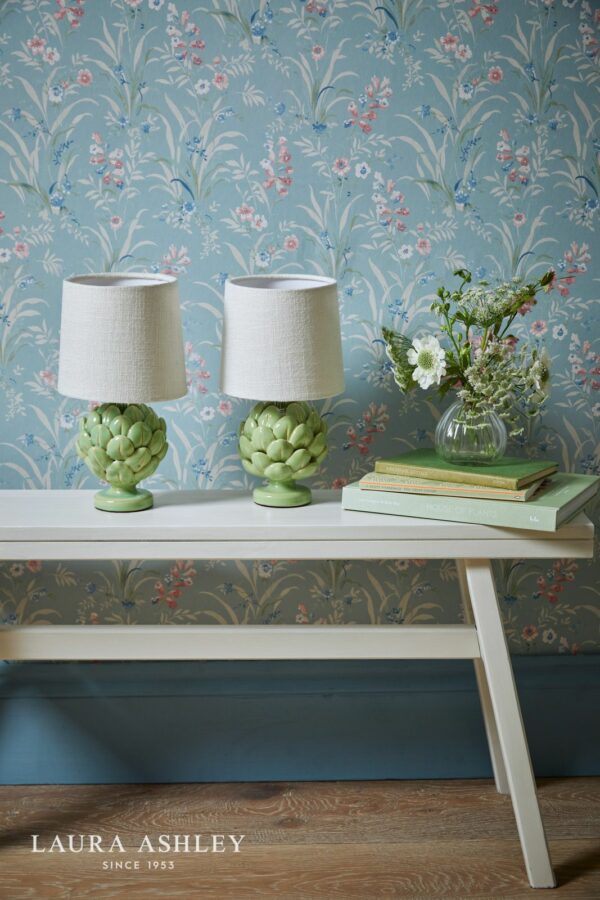 laura ashley artichoke twin pack table lamp green with shade - Stillorgan Decor