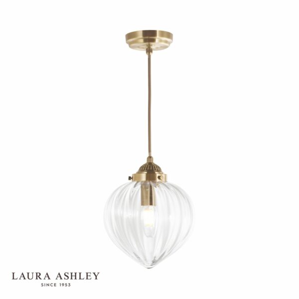 laura ashley whitham single pendant antique brass and glass - Stillorgan Decor