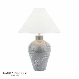 laura ashley pussywillow table lamp grey ceramic and polished nickel with shade - Stillorgan Decor