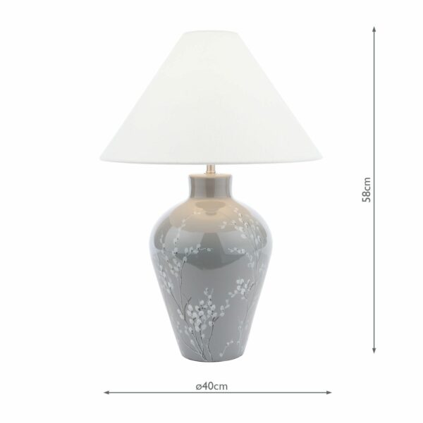 laura ashley pussywillow table lamp grey ceramic and polished nickel with shade - Stillorgan Decor