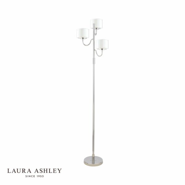 laura ashley southwell 3 light floor lamp polished nickel and opal glass - Stillorgan Decor